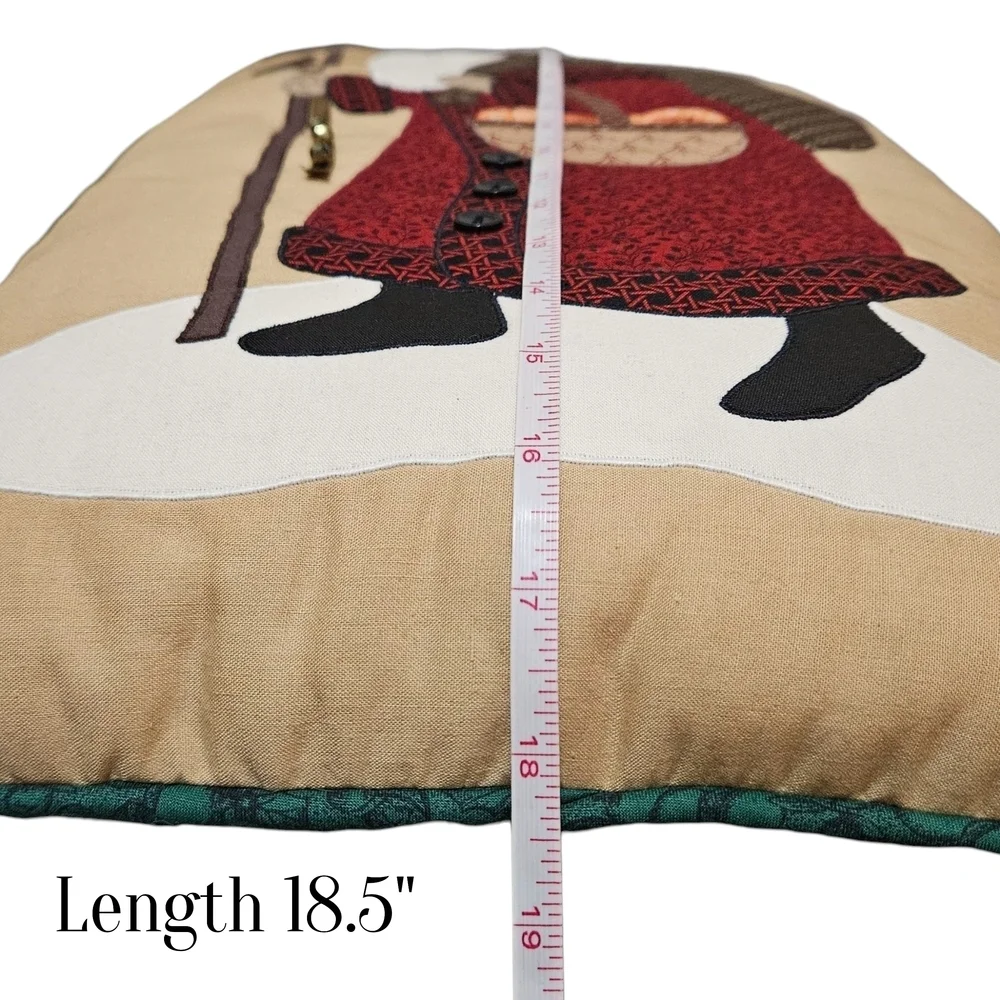 Vintage Santa Holiday Pillow with Red and Cream Accents